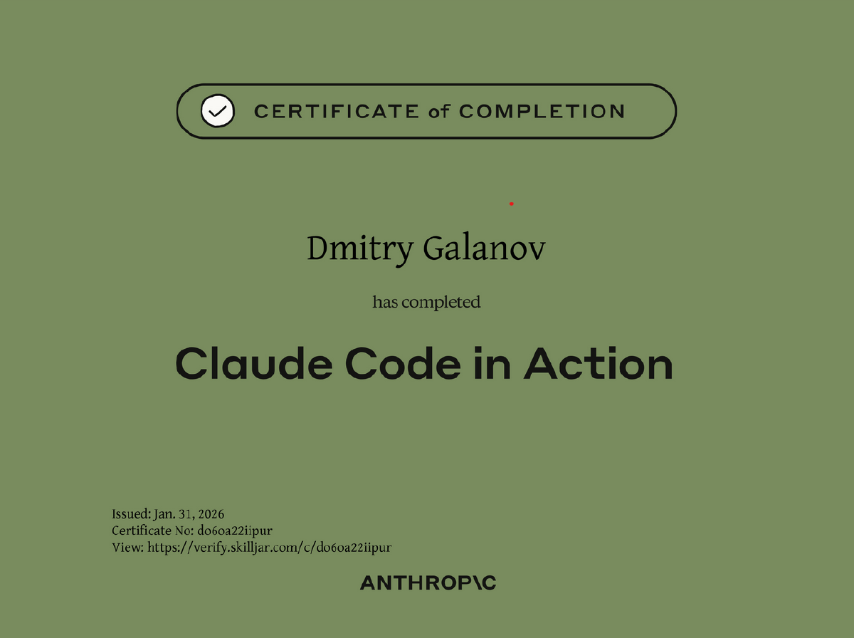 Code in Action Certificate